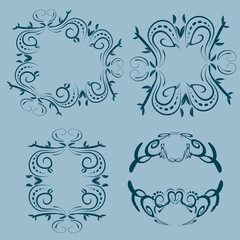 Vintage frames and scroll elements,Floral background design, luxury mandala