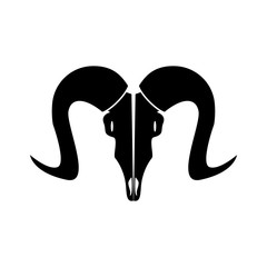 Goat head skull black icon .