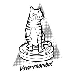 Cat sitting on Roomba
