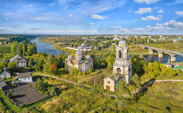 Churches located in the area of ancient hillfort in Staritsa, Tver oblast, Russia