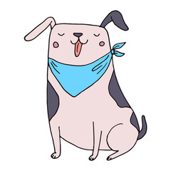 Cute funny dog vector hand drawn sketch. Smiling puppy illustration