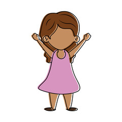 girl raising arms up icon image vector illustration design 