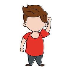 boy touching head avatar icon image vector illustration design 