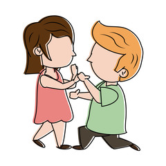 man kneeling to woman couple cute  icon image vector illustration design 