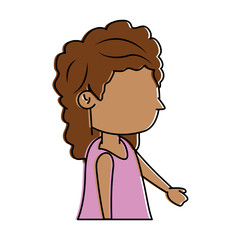 girl stretching arm forward with long curly hair icon image  vector illustration design 