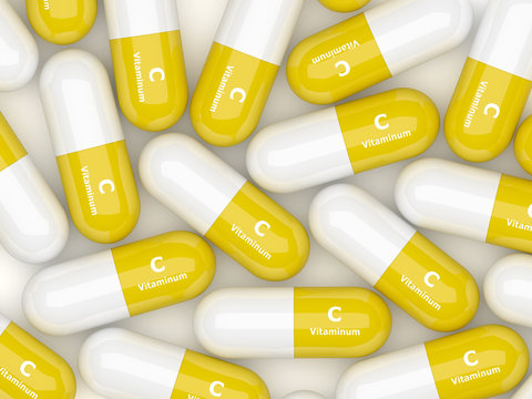 3d Render Of Vitamin C Pills On Table