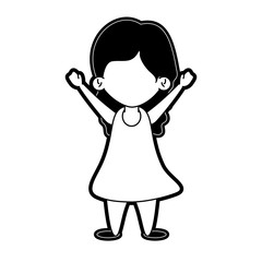 girl raising arms up icon image vector illustration design  black and white
