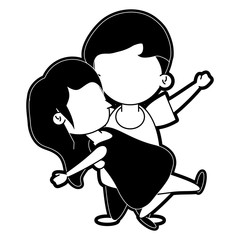 man holding woman couple cute icon image vector illustration design  black and white