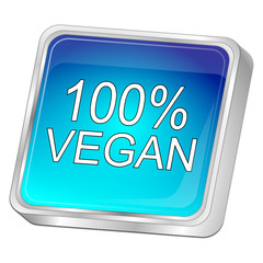 100% Vegan Button - 3D illustration