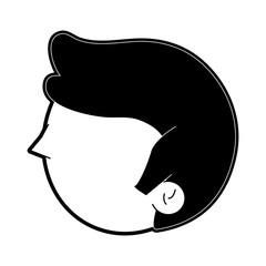 boy avatar sideview icon image vector illustration design  black and white