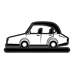 car sideview icon image vector illustration design  black and white
