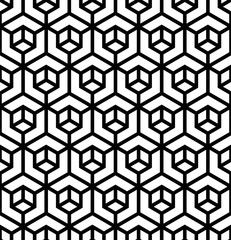 Vector seamless pattern. Modern stylish texture. Monochrome geometric pattern with hexagonal tiles