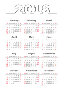 Vector pocket 2018 year calendar