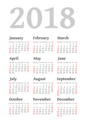 Vector pocket 2018 year calendar