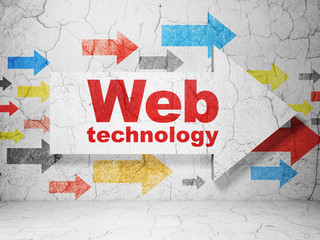 Web design concept: arrow with Web Technology on grunge wall background