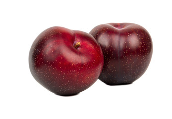 Obraz na płótnie Canvas Two big red plums