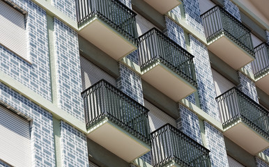 Fototapeta premium Amazing old ceramic wall for interior and exterior background. Lisbon, Portugal 