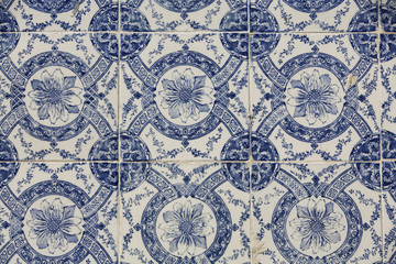 Amazing old ceramic wall for interior and exterior background. Lisbon, Portugal 