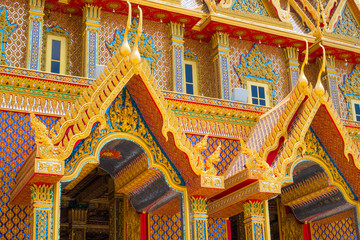Thai Golden architecture style. Glass golden temple.