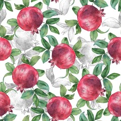  Pomegranate. Seamless pattern.