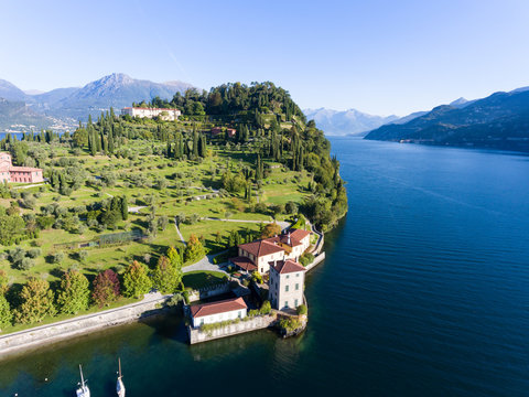 Luxury home on Como lake in Italy, aerial view