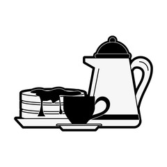 Coffee with pancakes breakfast icon vector illustration graphic design