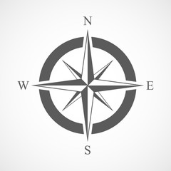 Gray compass icon. Vector illustration.