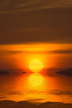 Sunset on the lake. © noppharat