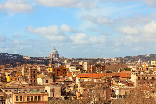 View of Rome and Vaticano from the  Aventine hill.
