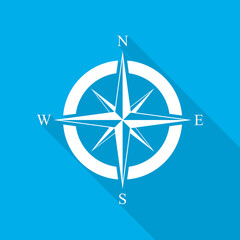 White compass icon. Vector illustration.