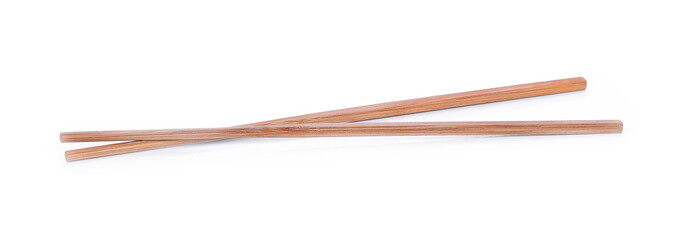 Wooden chopsticks isolated on white background