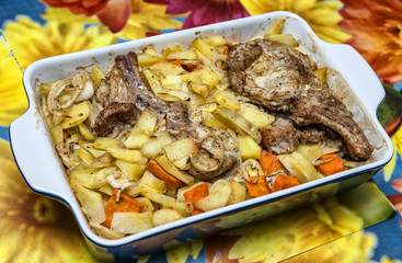 meat with potatoes baked in the oven