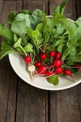 Local organic radish in bowl
