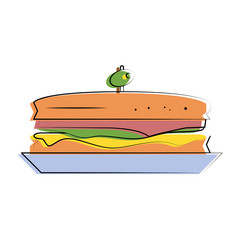 sandwich food related image vector illustration design 