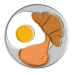 fried egg and bread slice food related image vector illustration design 