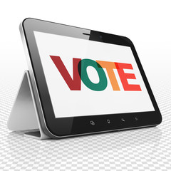 Political concept: Tablet Computer with Vote on  display