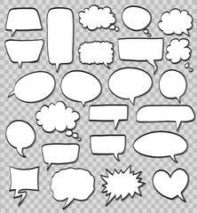vector set of comic speech bubbles on transparent background