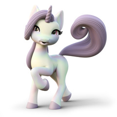 Cute toon fantasy unicorn on an isolated white background. 3d rendering © Digital Storm