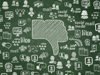 Social network concept: Thumb Down on School board background