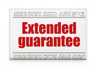 Insurance concept: newspaper headline Extended Guarantee
