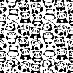 Obraz premium Wzór z wizerunkiem pandy. Ilustracji wektorowych.