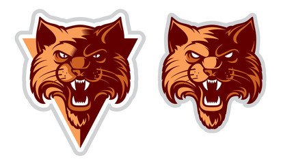 Obraz premium Logo Wildcat / Logotyp Cat Head. Wektor postać z kreskówki. Świetne na emblematy sportowe i maskotki drużyny.