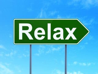 Tourism concept: Relax on road sign background
