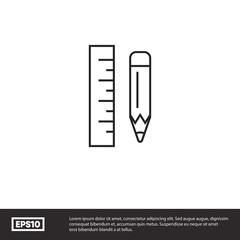 Ruler pencil vector icon