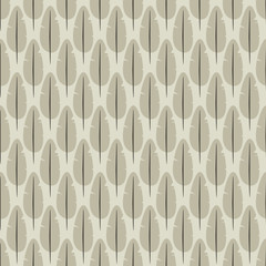 Vector seamless pattern with stylized feathers. Monochrome elegant background