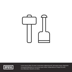 Shovel hammer vector icon