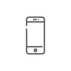 Mobile phone or smartphone line icon, outline vector sign, linear style pictogram isolated on white. Symbol, logo illustration. Editable stroke