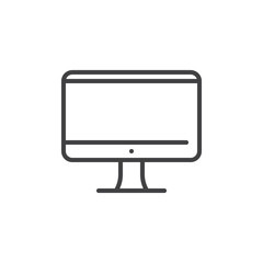 Tv or monitor screen line icon, outline vector sign, linear style pictogram isolated on white. Symbol, logo illustration. Editable stroke