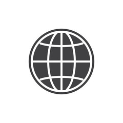 Browser globe icon vector, filled flat sign, solid pictogram isolated on white. Symbol, logo illustration.