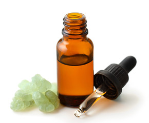 Frankincense essential oil iaolate on white